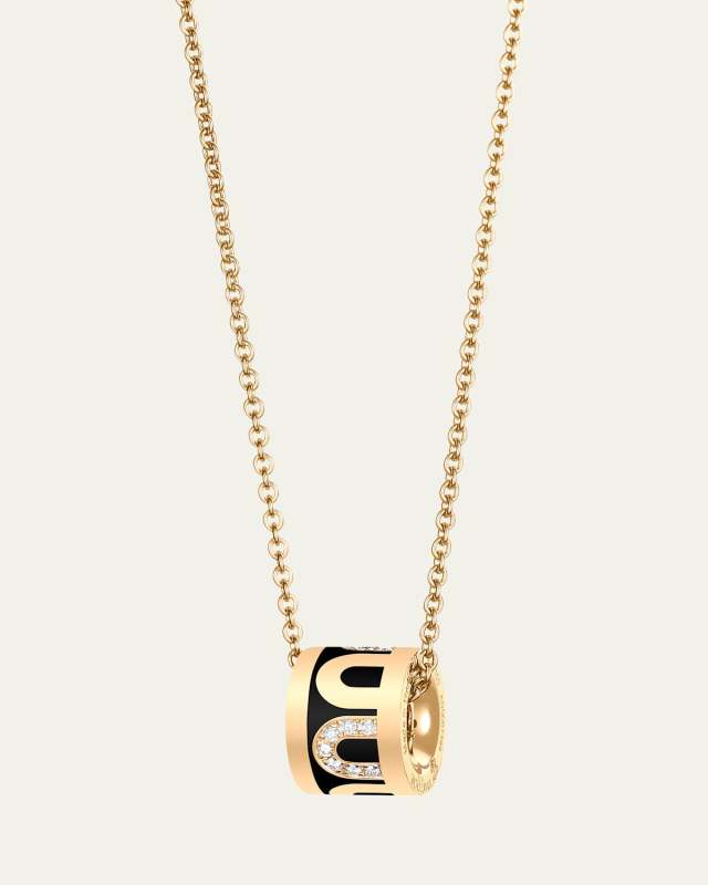 L'Arc de DAVIDOR Bead Necklace in 18K Yellow Gold with Caviar Lacquered Ceramic and Colonnato Diamonds